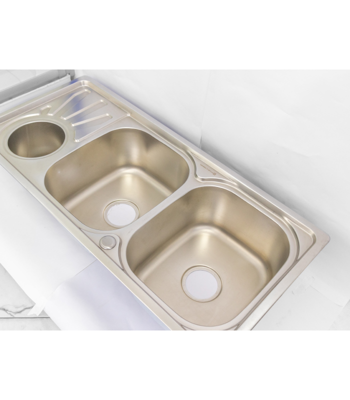 Double Bowl with Side bin Kitchen sink 311A is a Kitchen product