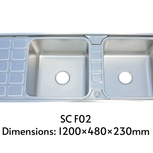 Double Bowl Single Drain Kitchen Sink F02